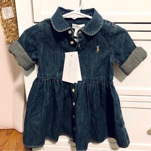NWT Ralph Lauren Baby Dark Blue Denim Dress